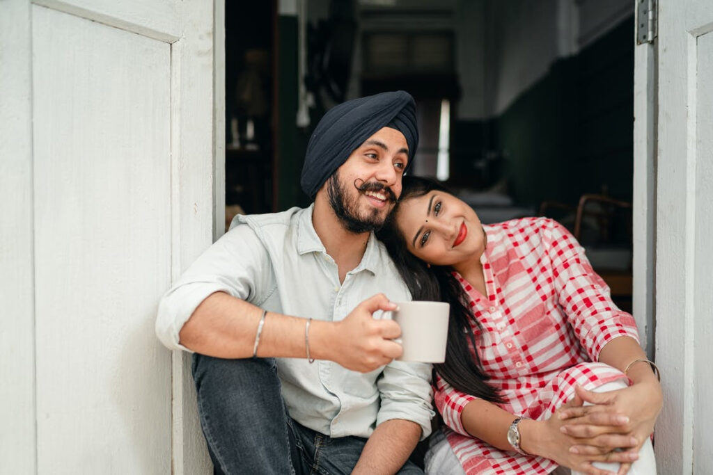 South Asian couple relaxing.